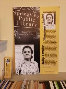 The library's tribute display to Bertha Brower